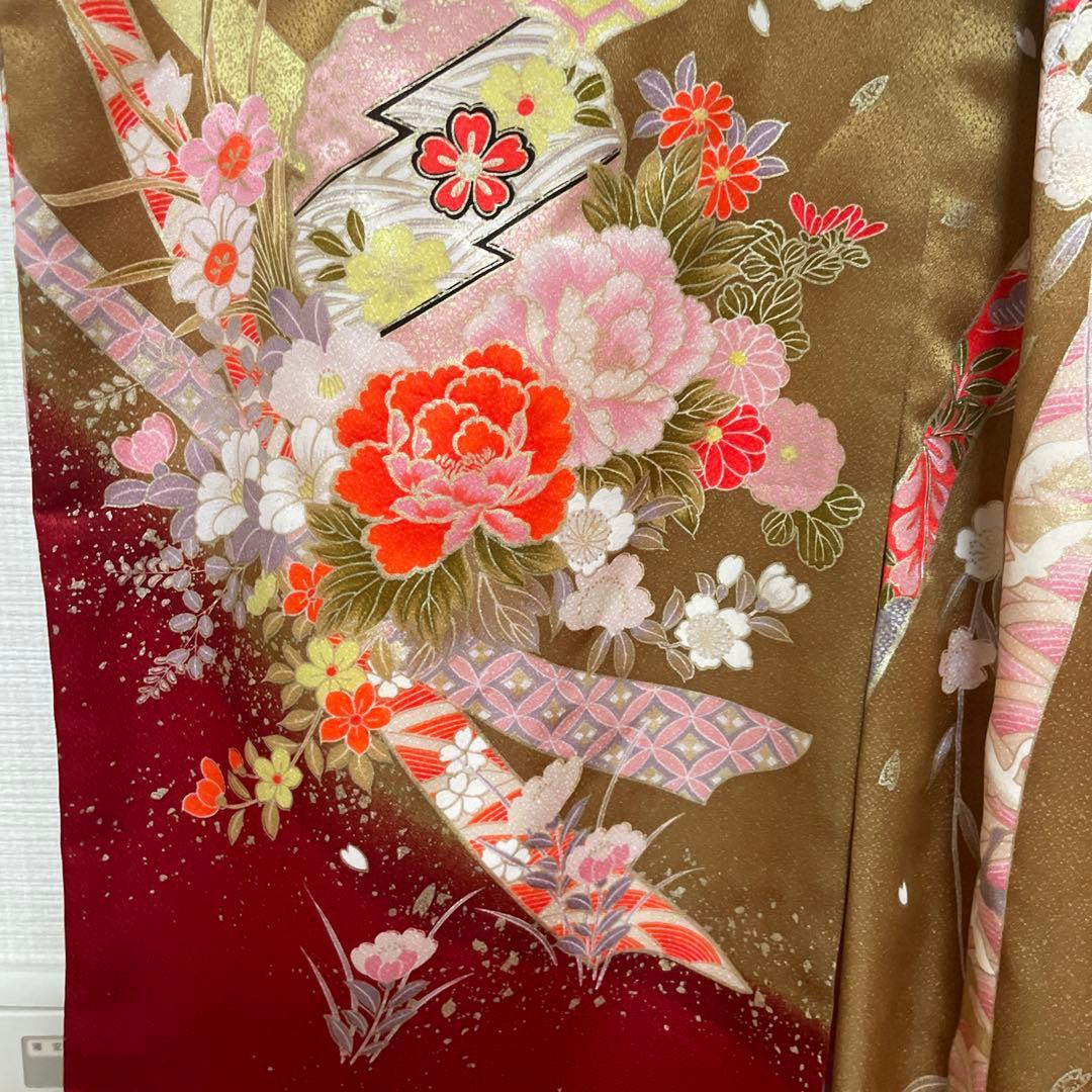 四ツ身 七五三 七歳お祝い着 襦袢付き 古典柄 着物7歳　十三詣り