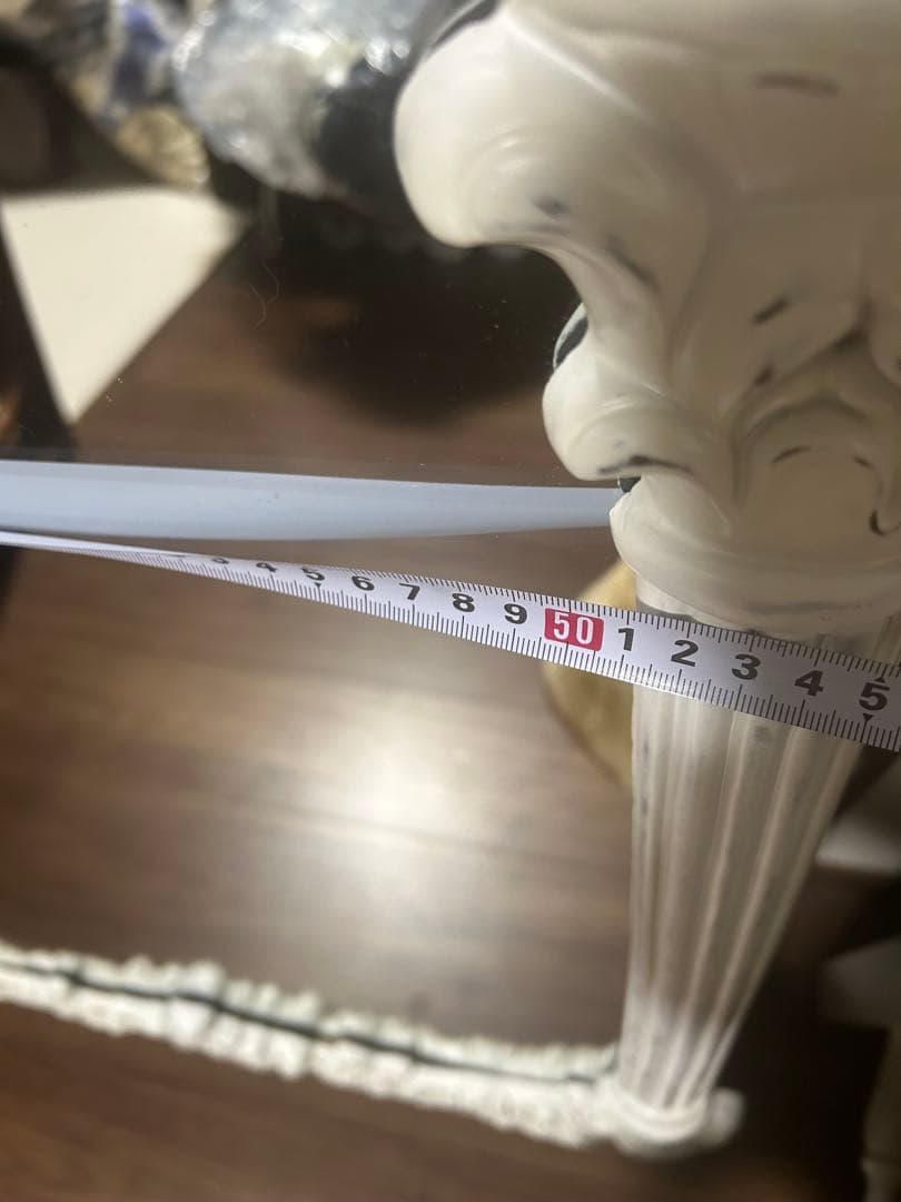 アンティーク　ロココ　ホワイト　壁掛けミラー　姿見