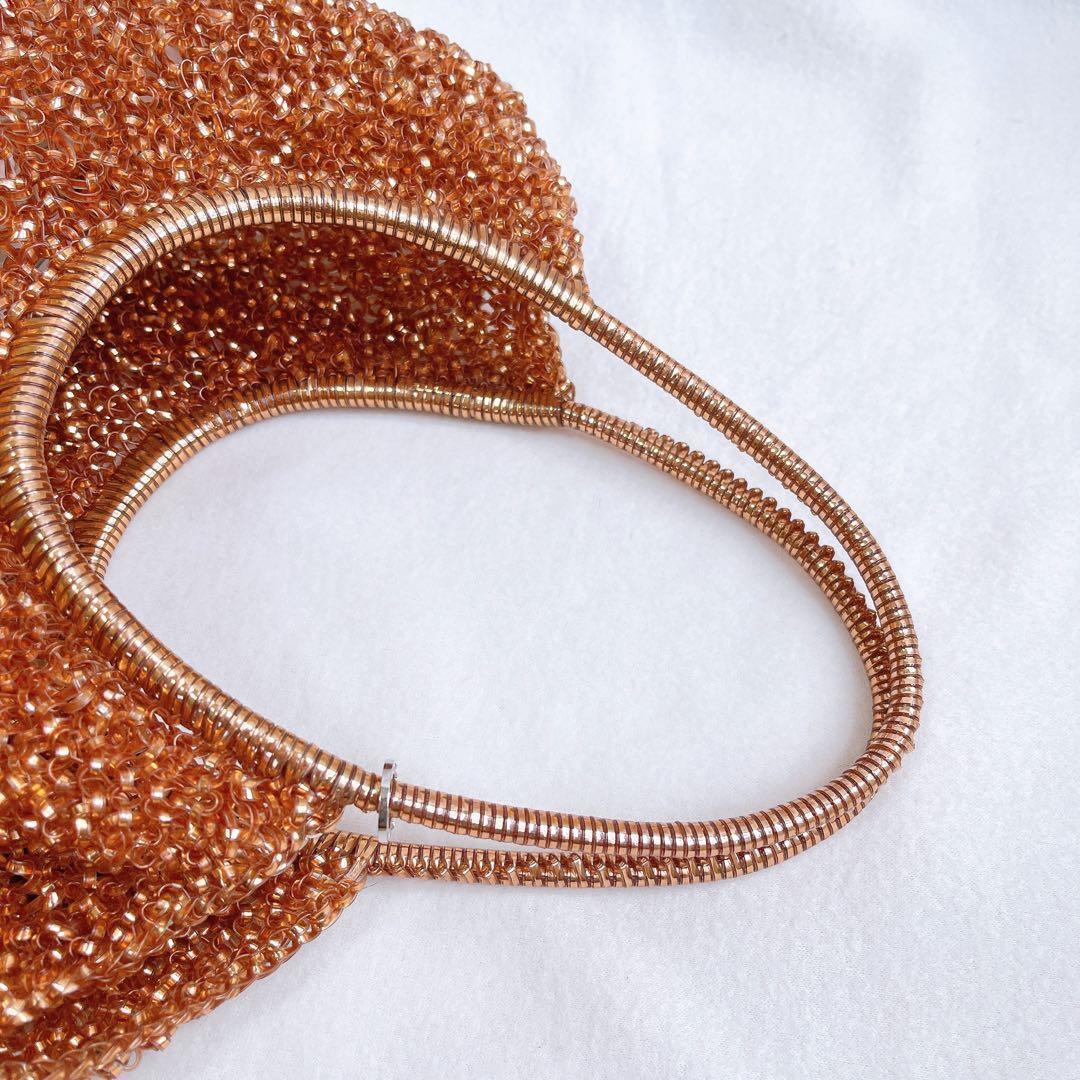 激レア アンテプリマ ワイヤー ハンドバッグ ピンクゴールド スタンダードレザー