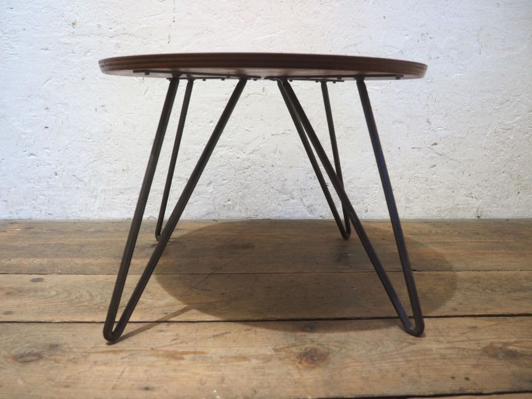 1212 古い鉄脚コーヒーテーブル　陳列台　センター　カフェ　レトロ　ビンテージ