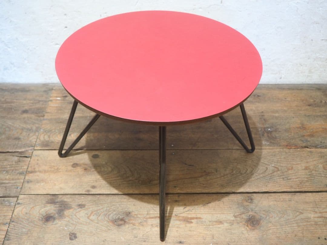 1212 古い鉄脚コーヒーテーブル　陳列台　センター　カフェ　レトロ　ビンテージ