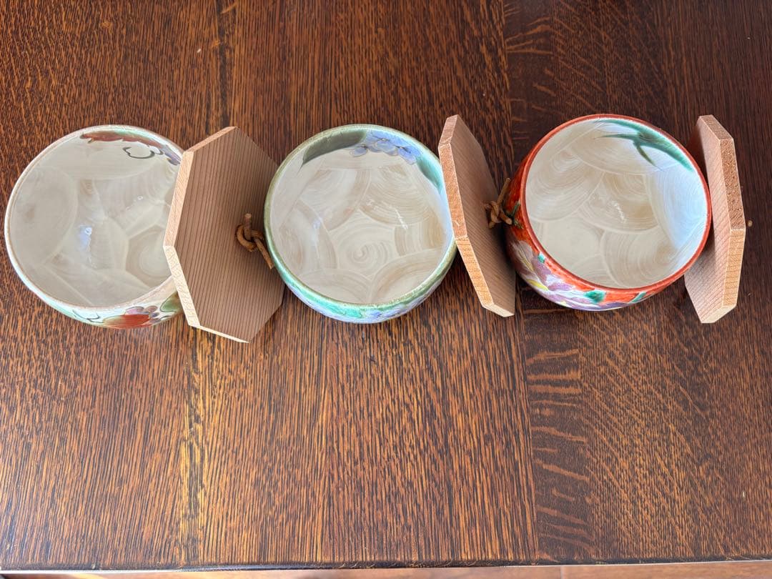 京焼　清水焼　蓋付き飯椀3個セットB