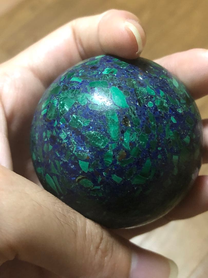 アズロマラカイト？　スフィア丸玉　約5センチ【匿名配送】