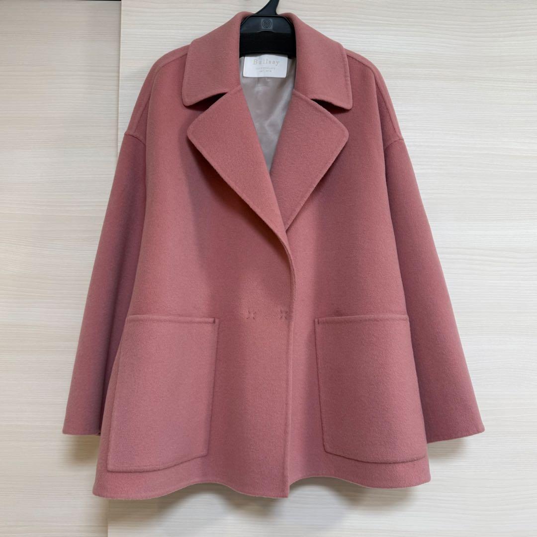 ボールジィ プレミアムウールリバーオープンカラーショートコート 34 ピンク