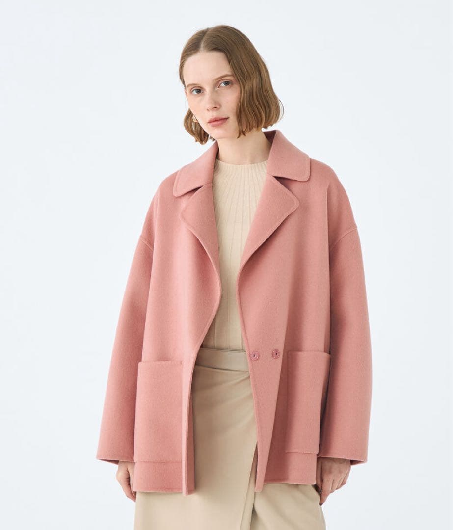ボールジィ プレミアムウールリバーオープンカラーショートコート 34 ピンク