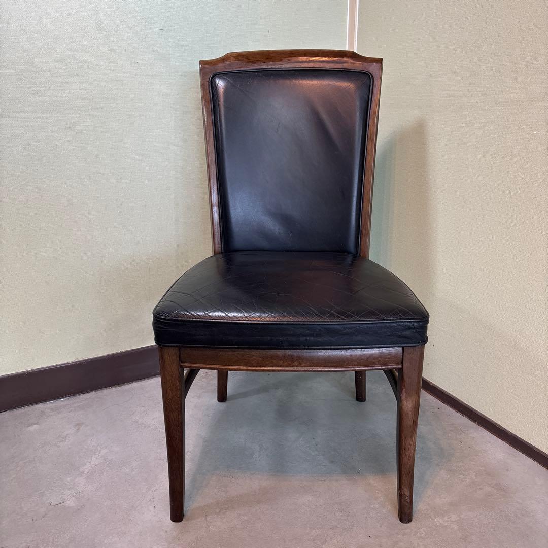 カリモク ダイニングチェア 1脚 本革 黒【domani】➀