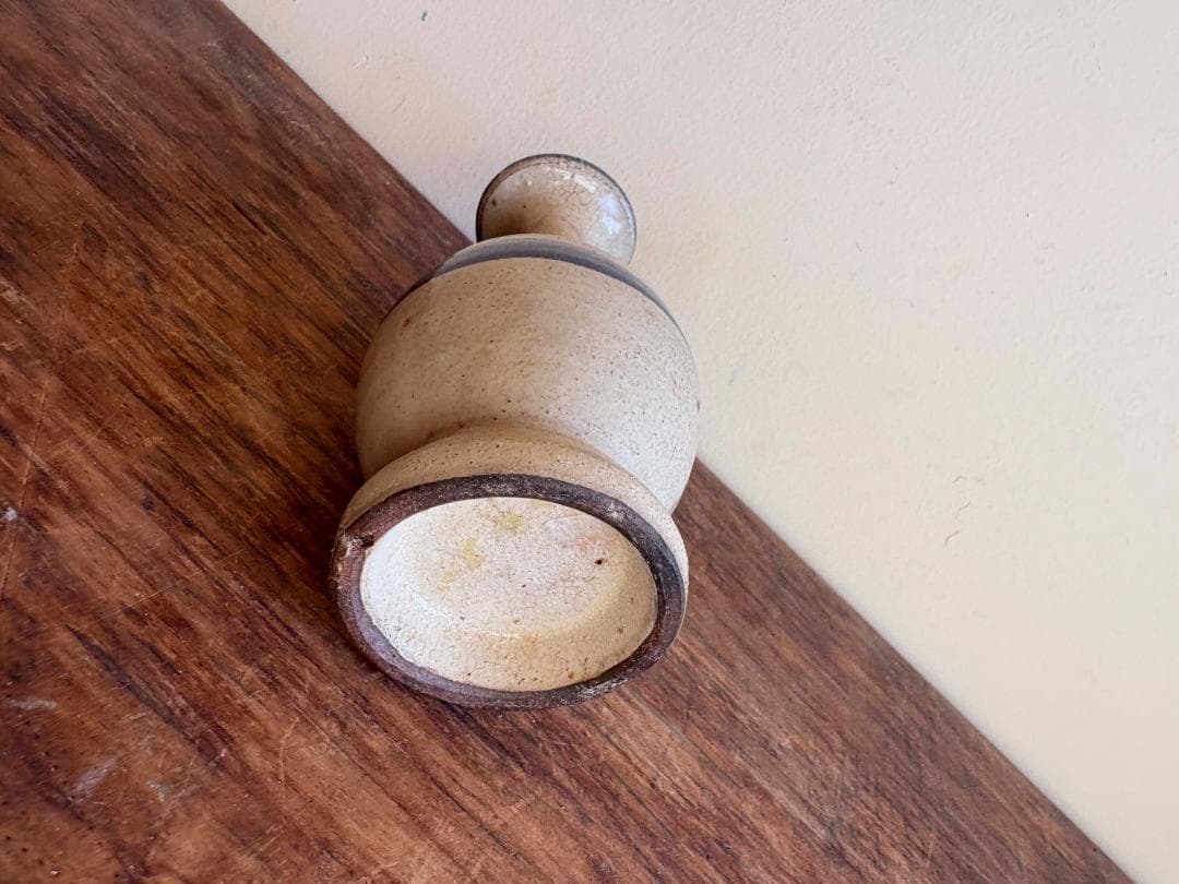 古琉球　花器　瓶子　輪線紋　沖縄やちむん