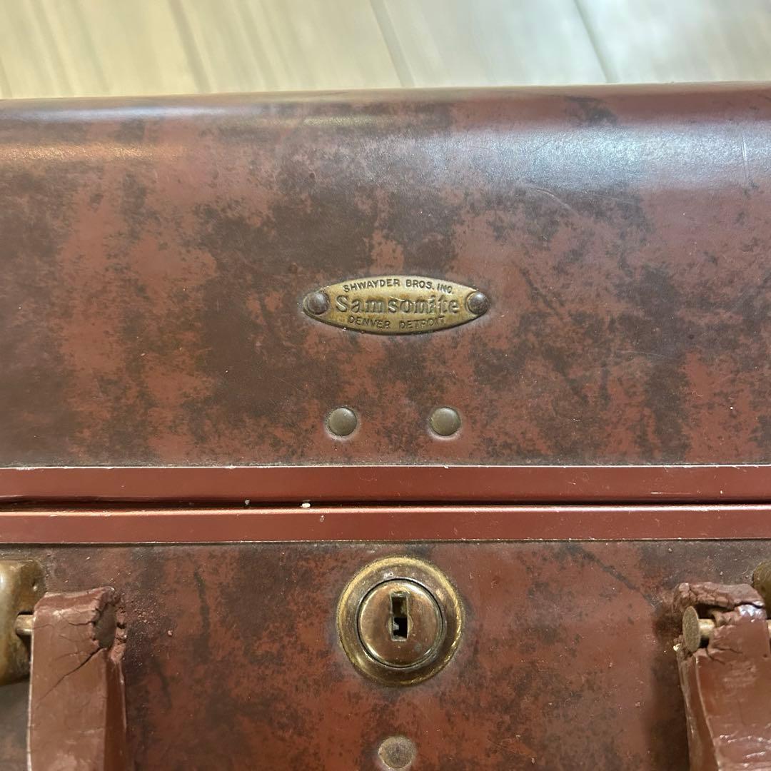 Samsonite ダークブラウン レザー スーツケース アメリカ ヴィンテージ
