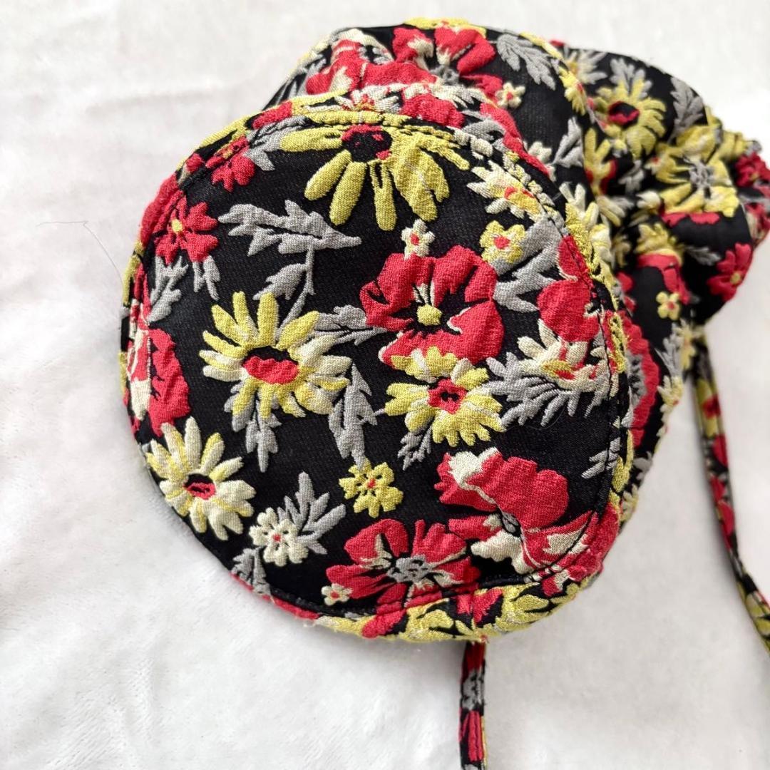 GANNI ボタニカル 巾着ショルダーバッグ　ブラック　刺繍　黒 ジャガード