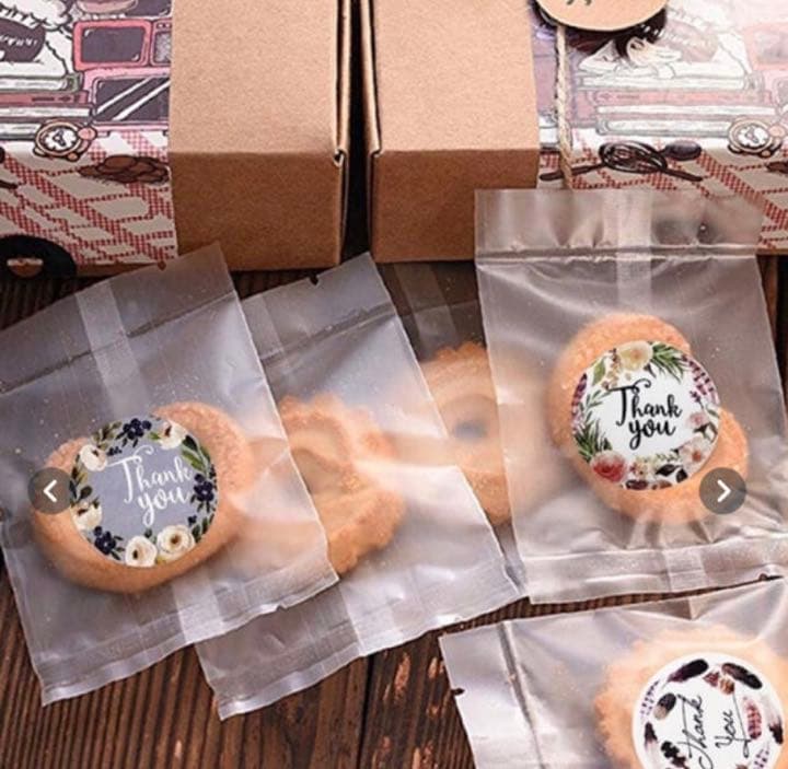 サンキューシールB 200枚　花柄　ボーダー　thank you ありがとう