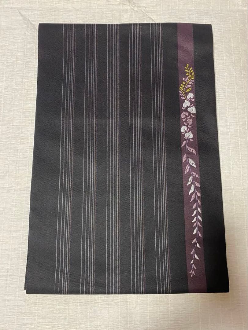 八寸名古屋帯 縞　藤柄　本場筑前博多織　西村織物