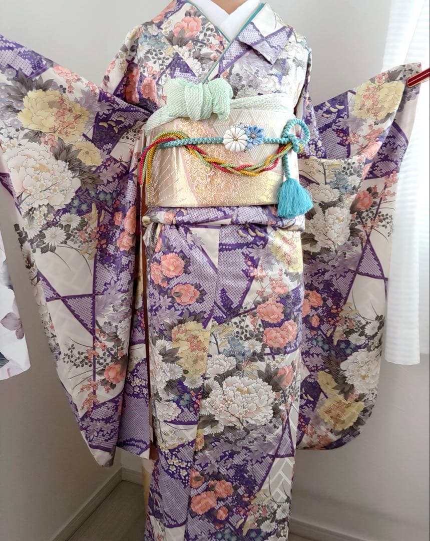 未使用に近い！！正絹豪華振袖フルセット　金彩　艶　新品袋帯　成人式に！！