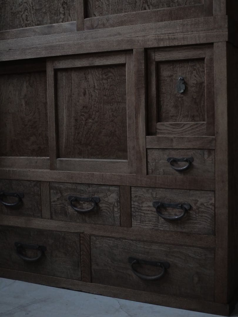 戸棚　食器棚　ケヤキ　収納棚　棚　古家具　古道具　アンティーク　昭和レトロ