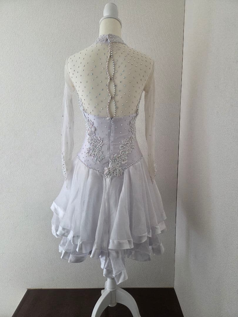 ラテンドレス 社交ダンス ホワイト スワロフスキー