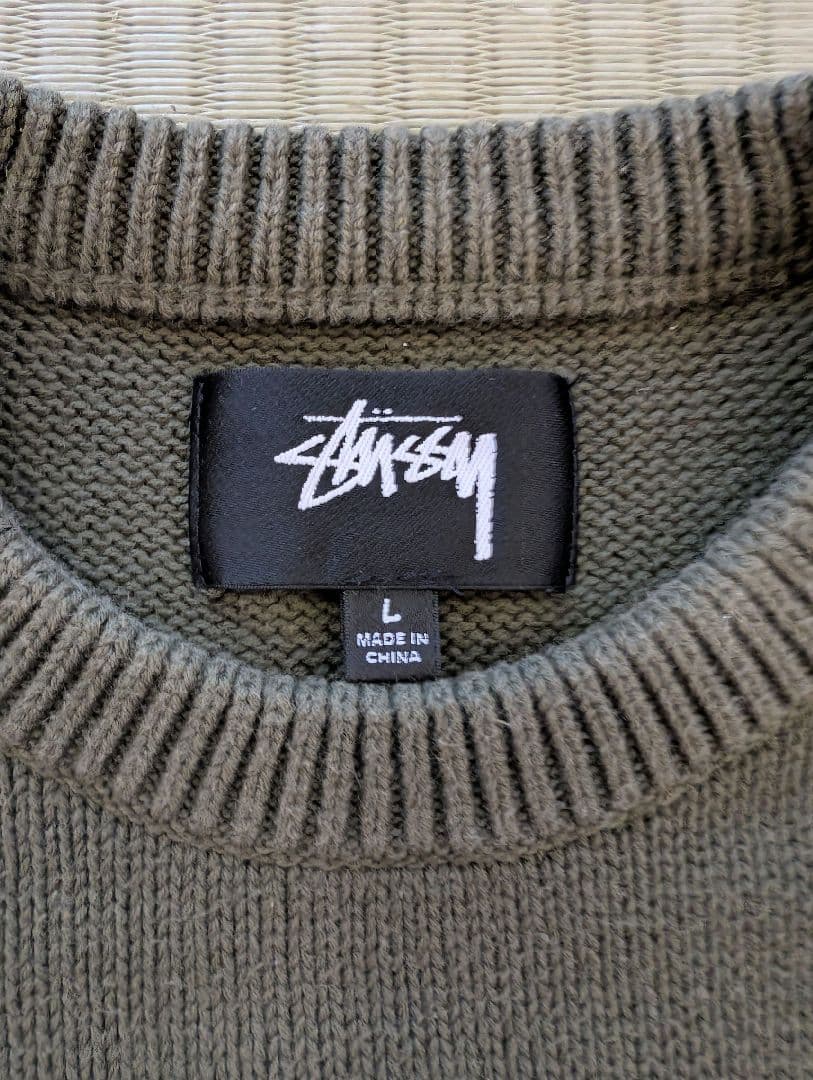 Stussy ニットセーター カーキーニット L グリーン