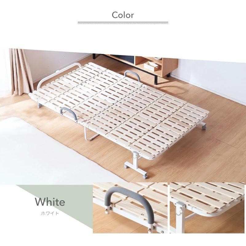 新品/未開封 ミニマル 折りたたみスノコベッド ホワイト シングル