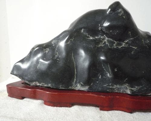 希少　美品　蛇紋石　鑑賞石　台座付き