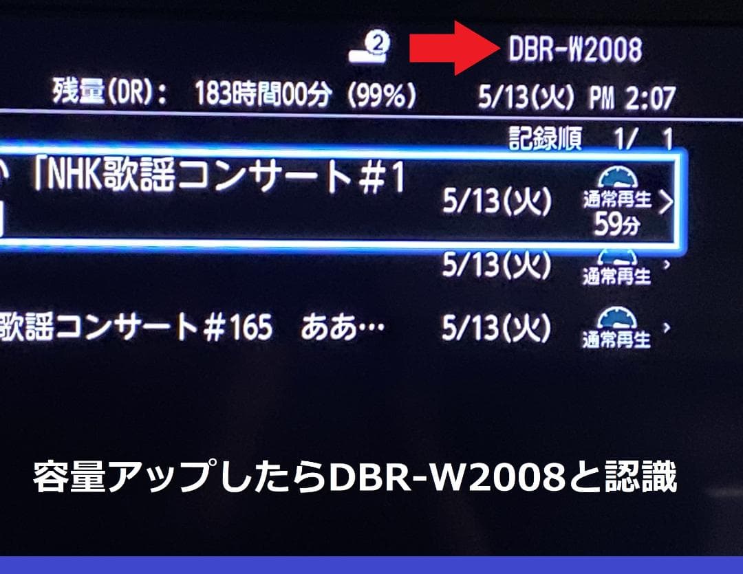 東芝　REGZA　DBR-W1008 変身 DBR-W2008 HDD:2TB