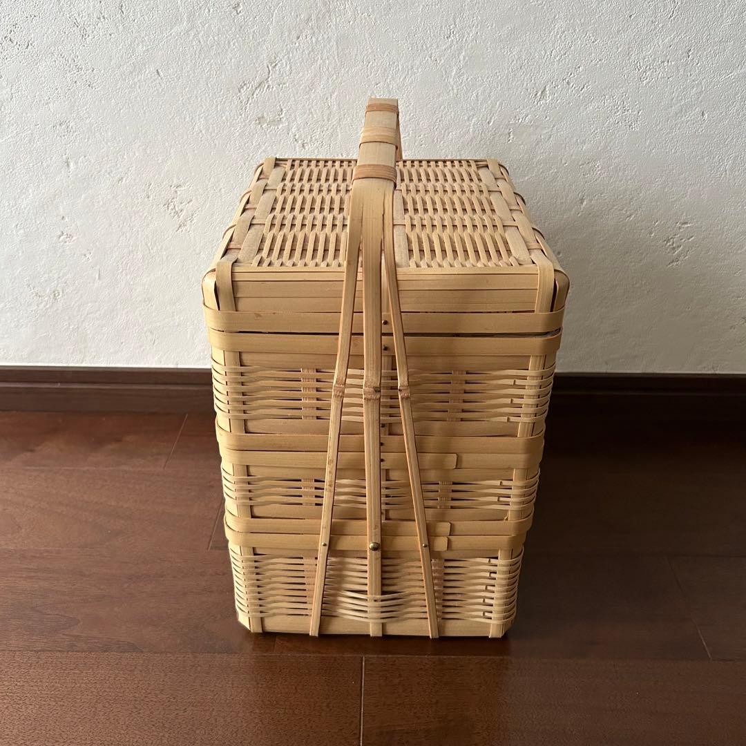 鹿児島　白竹　三段　手つき籠　籠