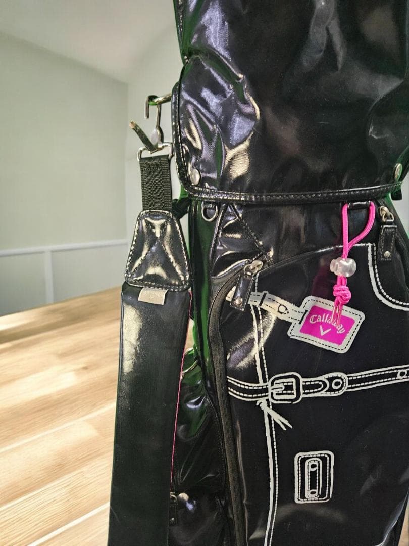 松田幸司/　Callaway 高級エナメルキャディバッグ ブラック・ピンク