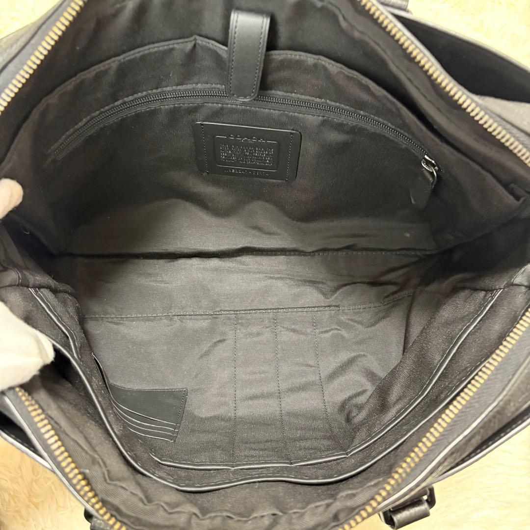 美品 コーチ ブリーフケース 2way オールレザー グラハム シボ革 ブラック