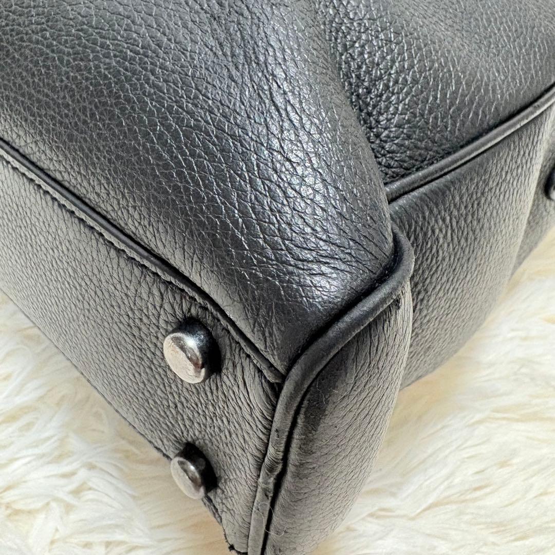 美品 コーチ ブリーフケース 2way オールレザー グラハム シボ革 ブラック