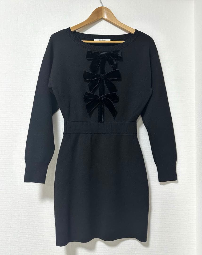 美品 herlipto Simone Knit Mini Dress ワンピース