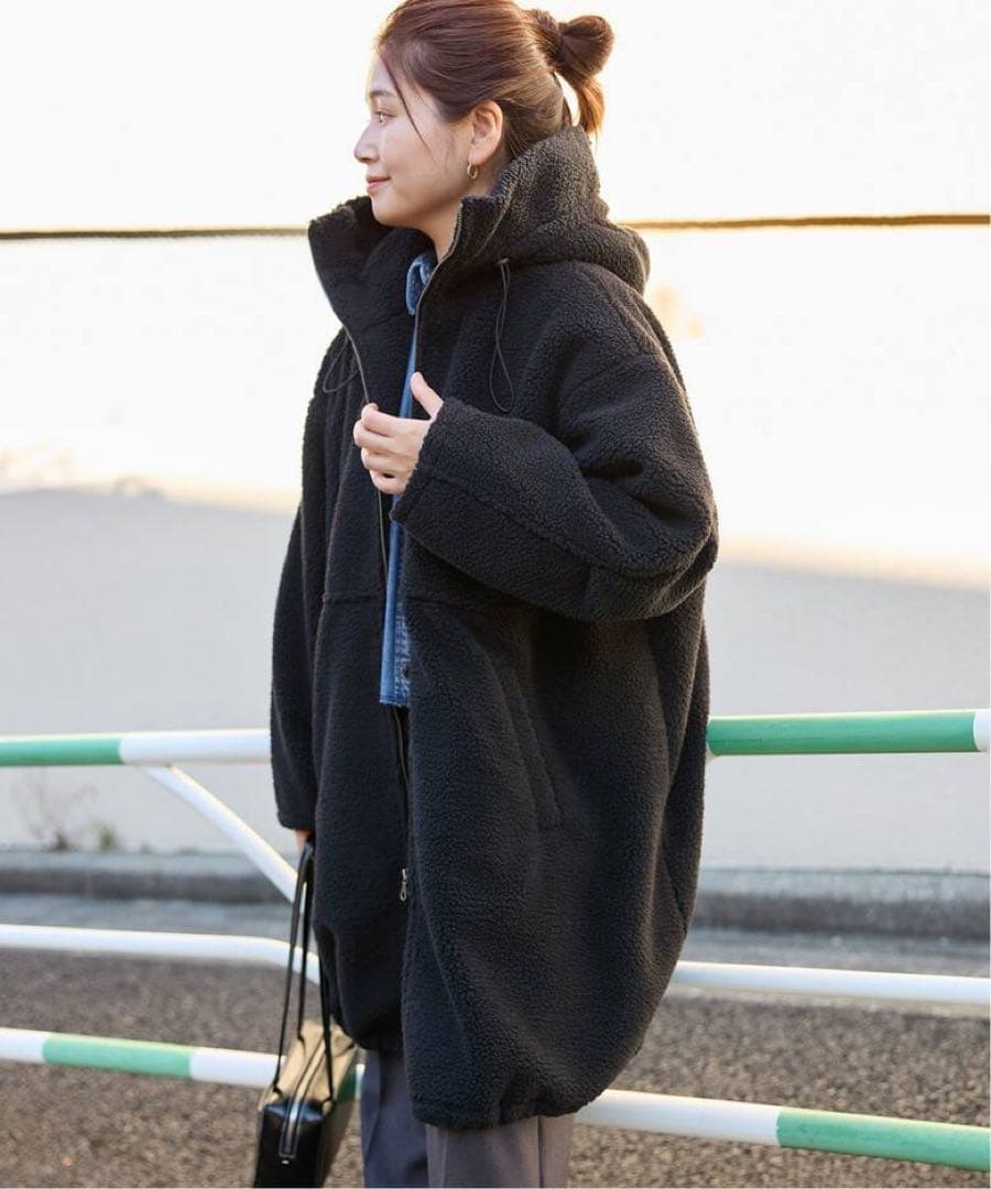 レディース アウター ボアフードコート ロングコート ボアコート 上着