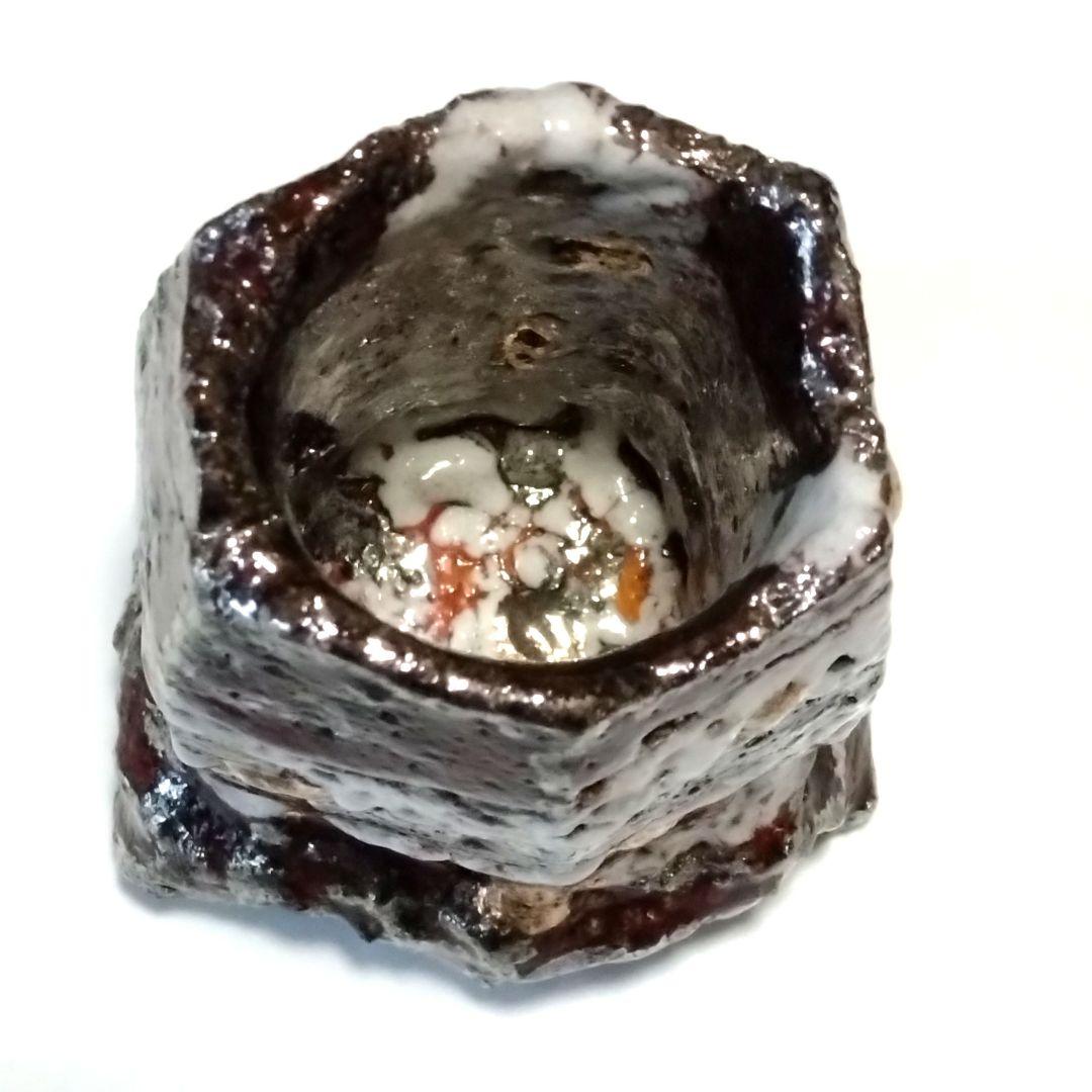 市川透　迦具土　ぐい呑　共箱　赤金銀彩　未使用