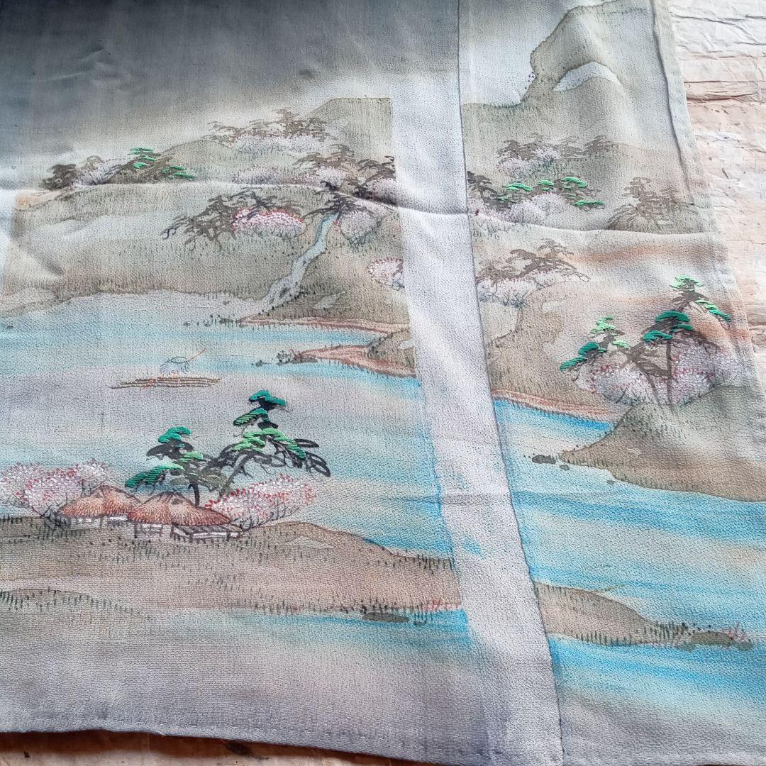 江戸ちりめん　縮緬　曙染　古布　刺繍　小袖裂　アンティーク　リメイク　着物　骨董