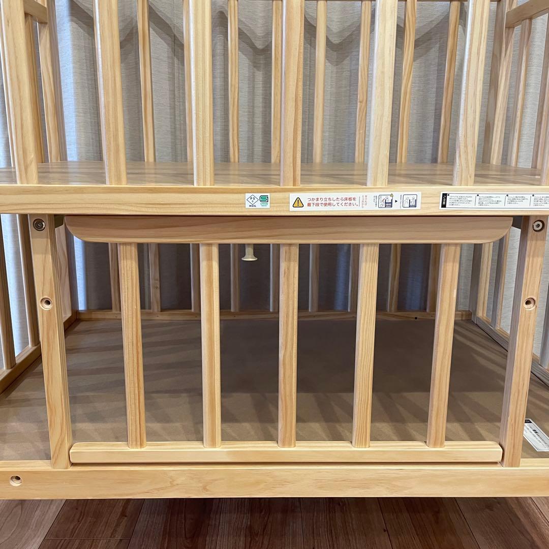 ティンバーベビーベッドミニ ハイタイプ 高さ調節　ミニベッド