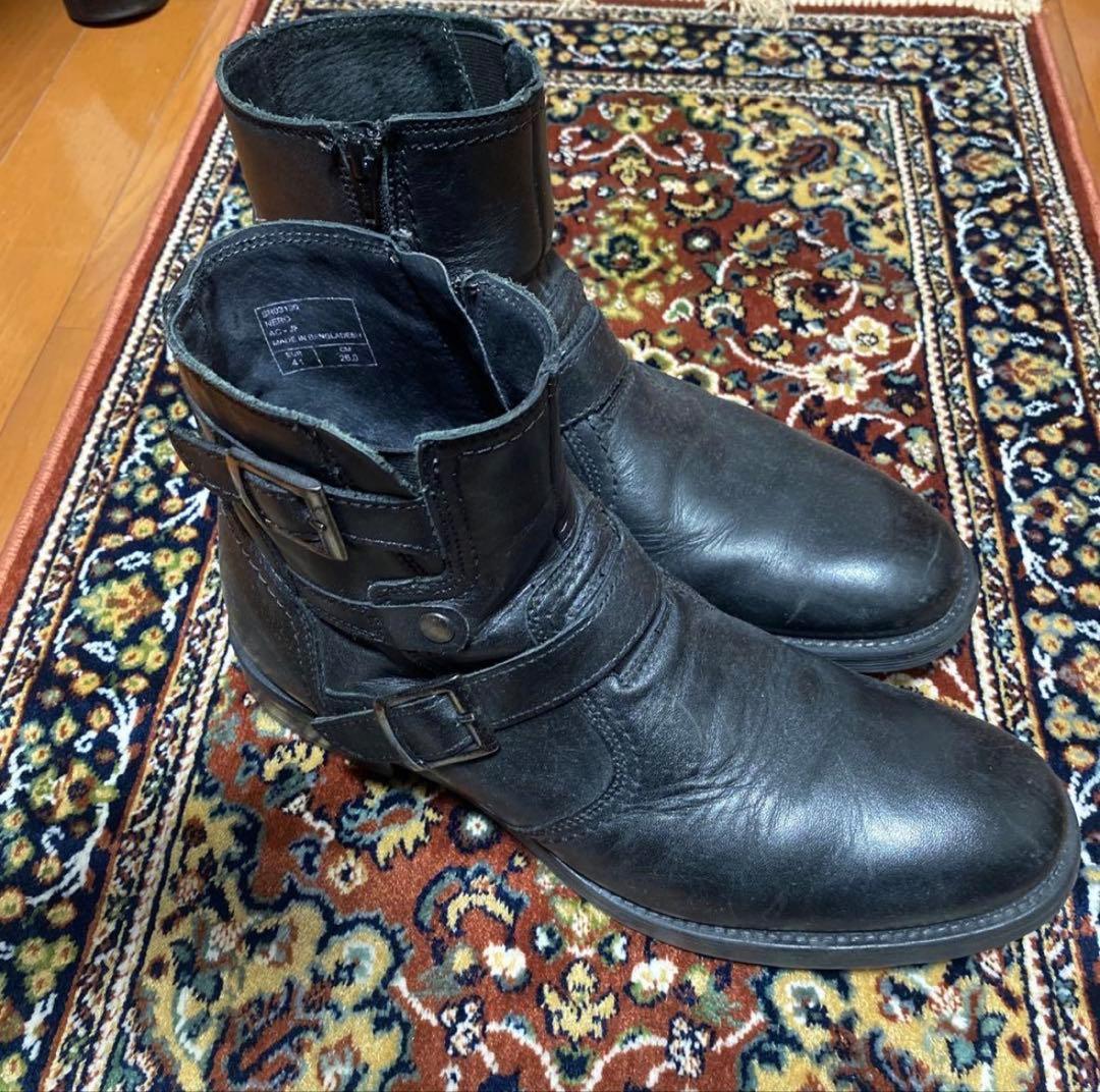 靴 Y2K black engineer boots