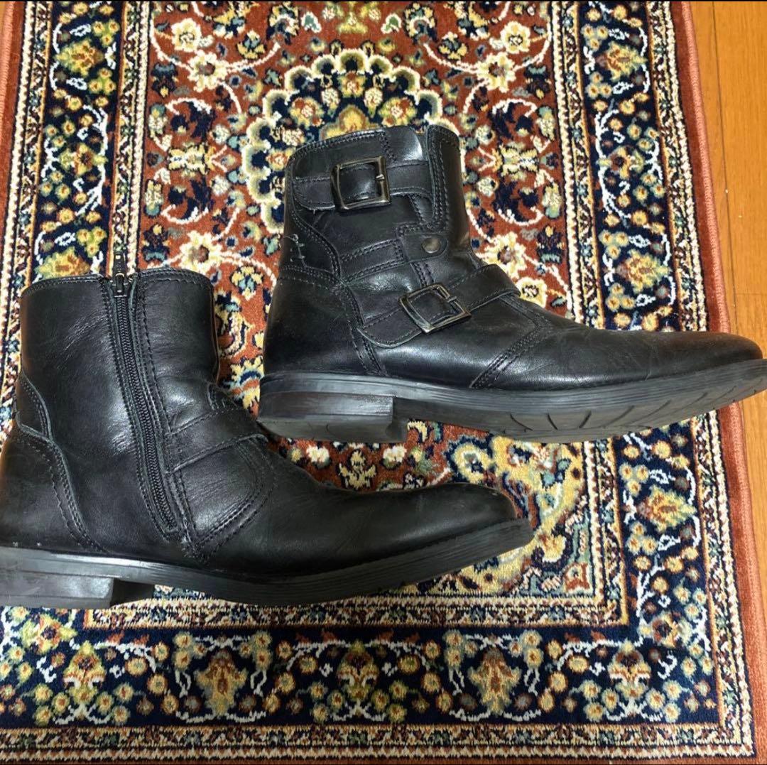 靴 Y2K black engineer boots