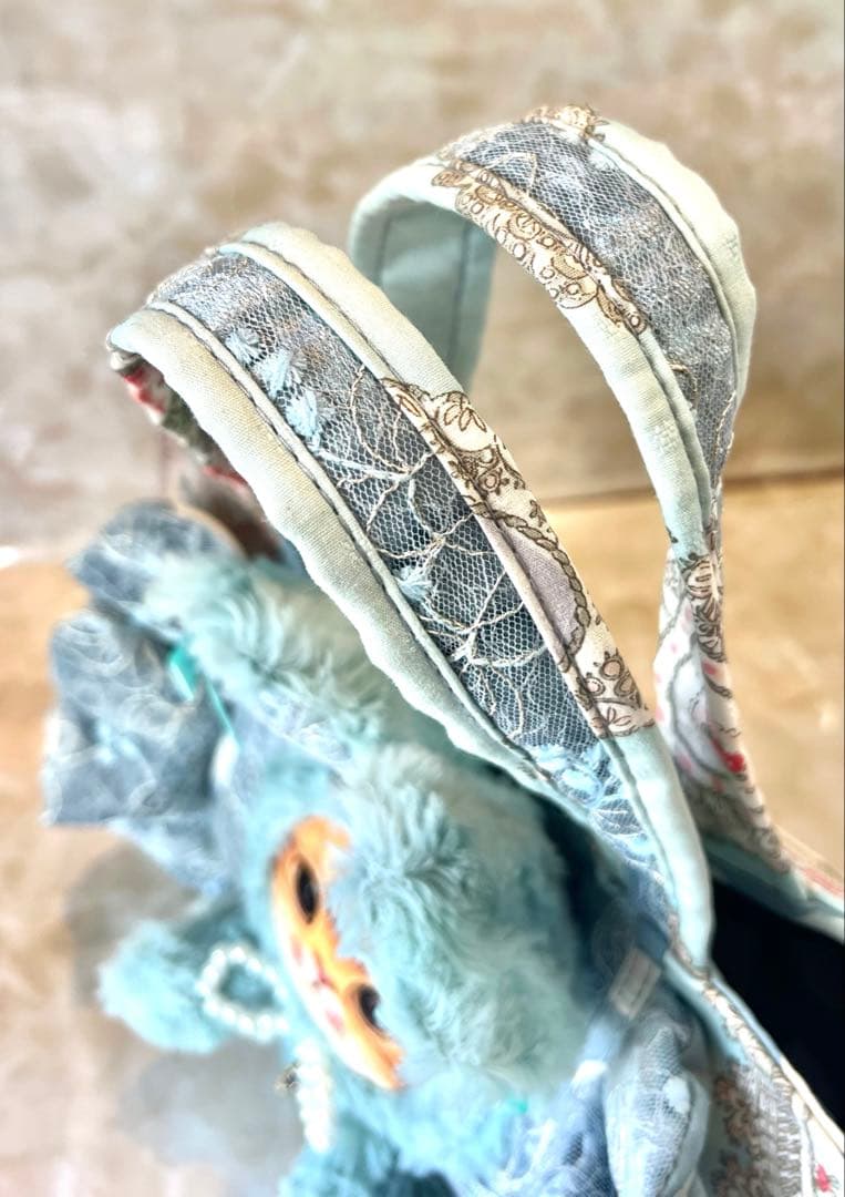 コヤンイサムチョン　レトロハート生地/ラメレース　ふんわりフリルバッグ