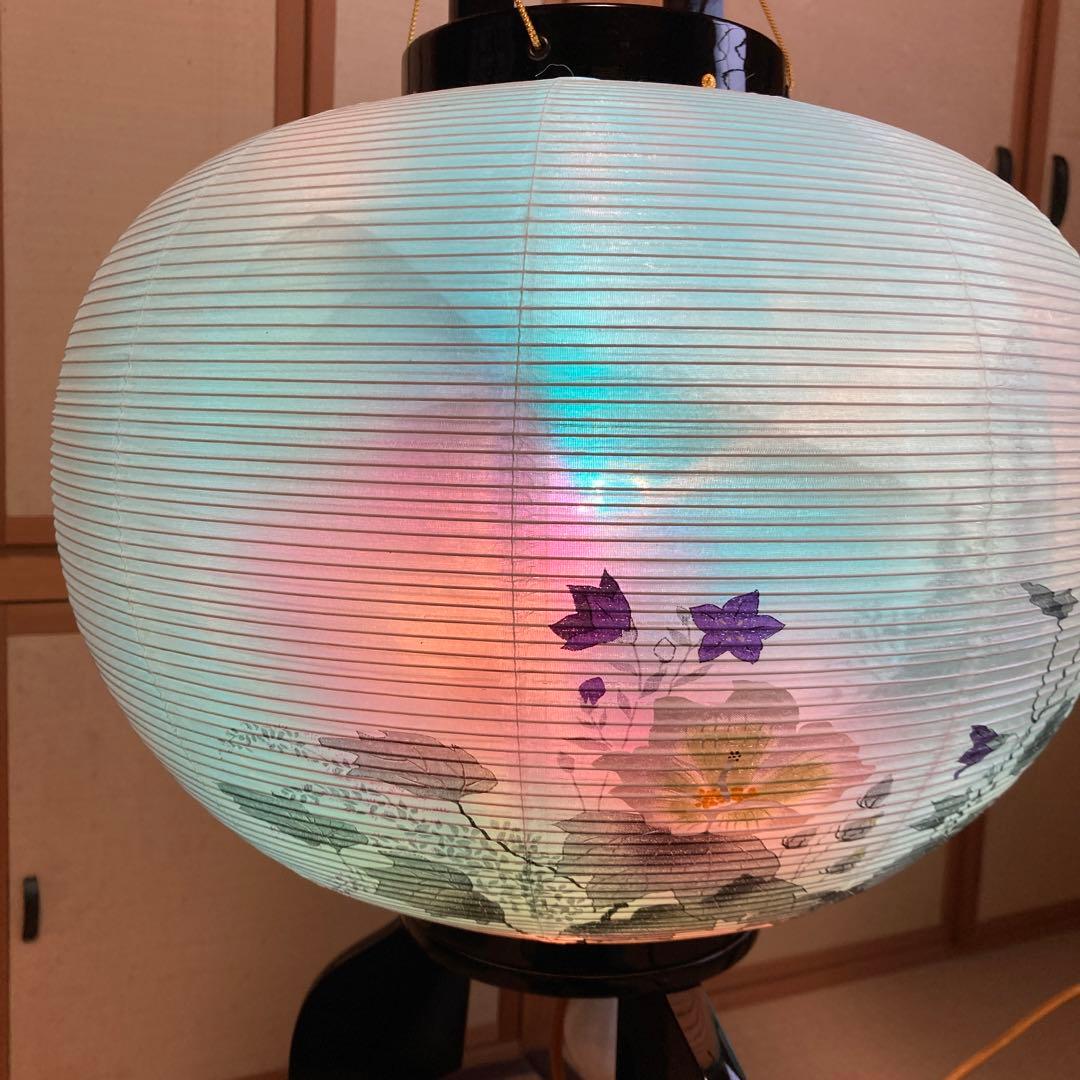 【新品に近い】大内行灯  正絹張り　墨絵　本塗　12号 一対