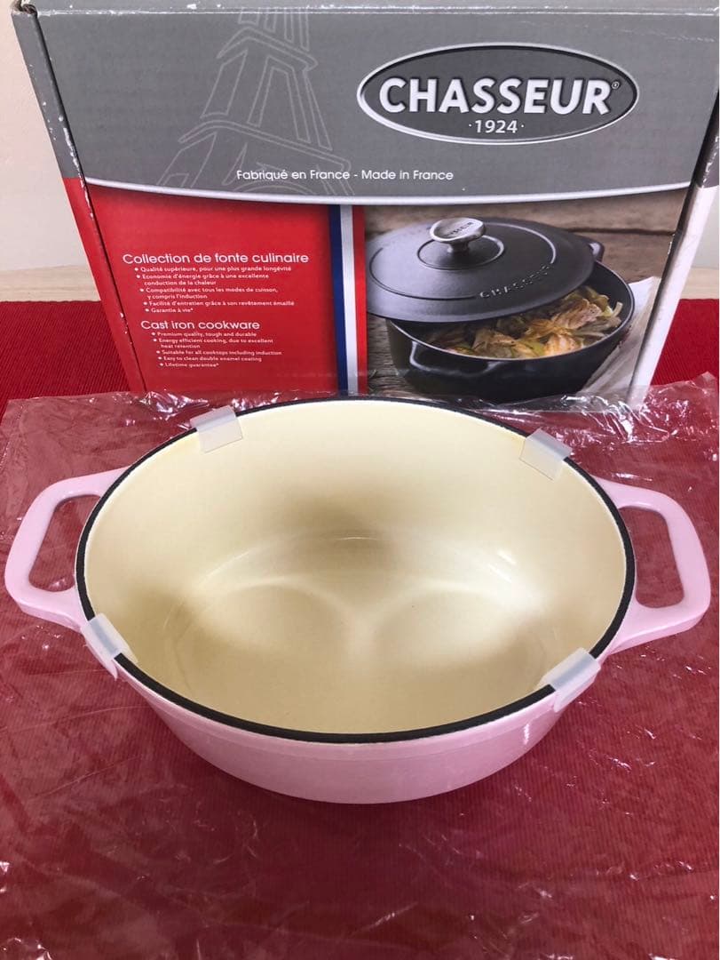 【新品未使用】CHASSEUR 両手鍋　17cm ローズ/ピンク