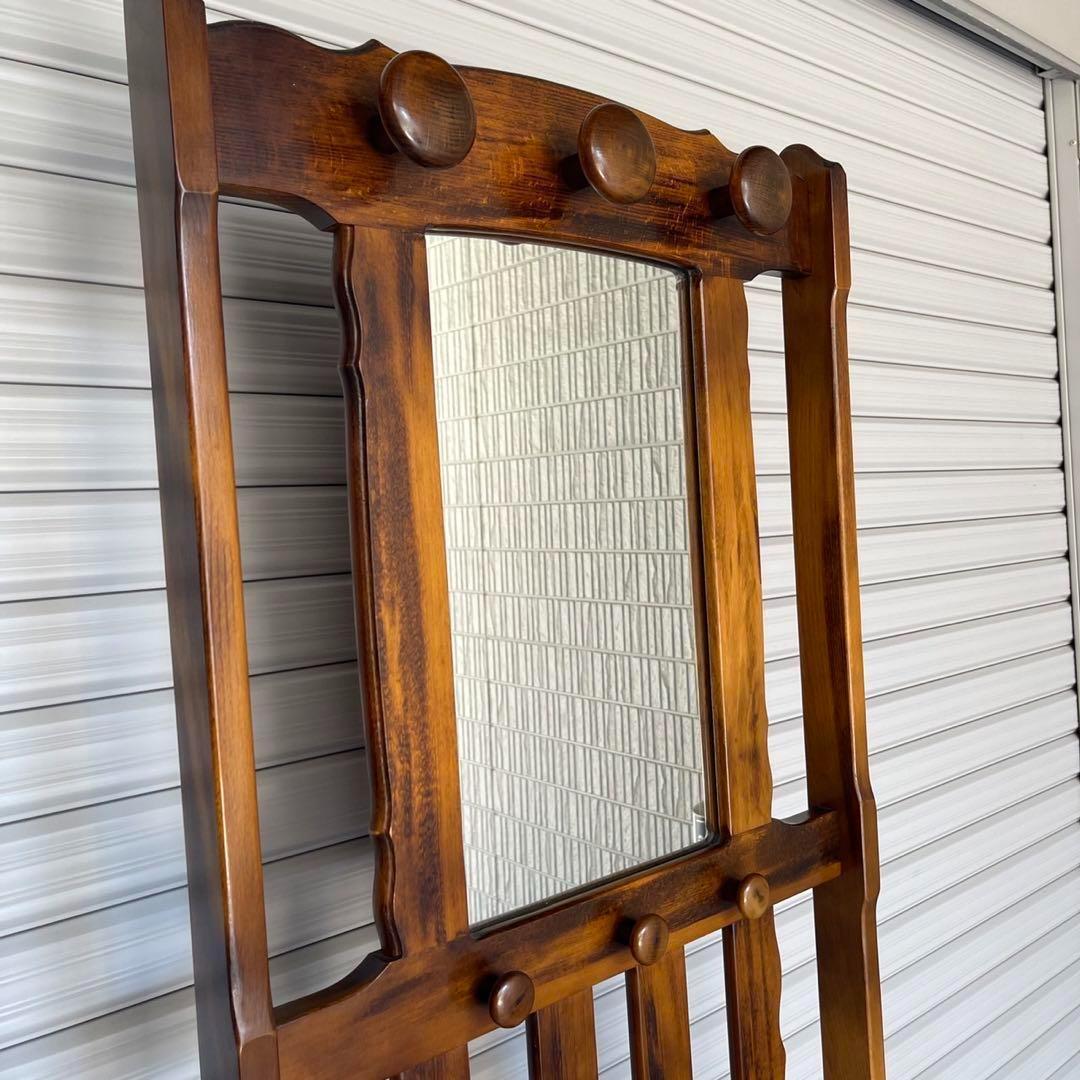 オールドカリモク　ヴィンテージ　傘立て　アンブレラスタンド　鏡付き　昭和レトロ