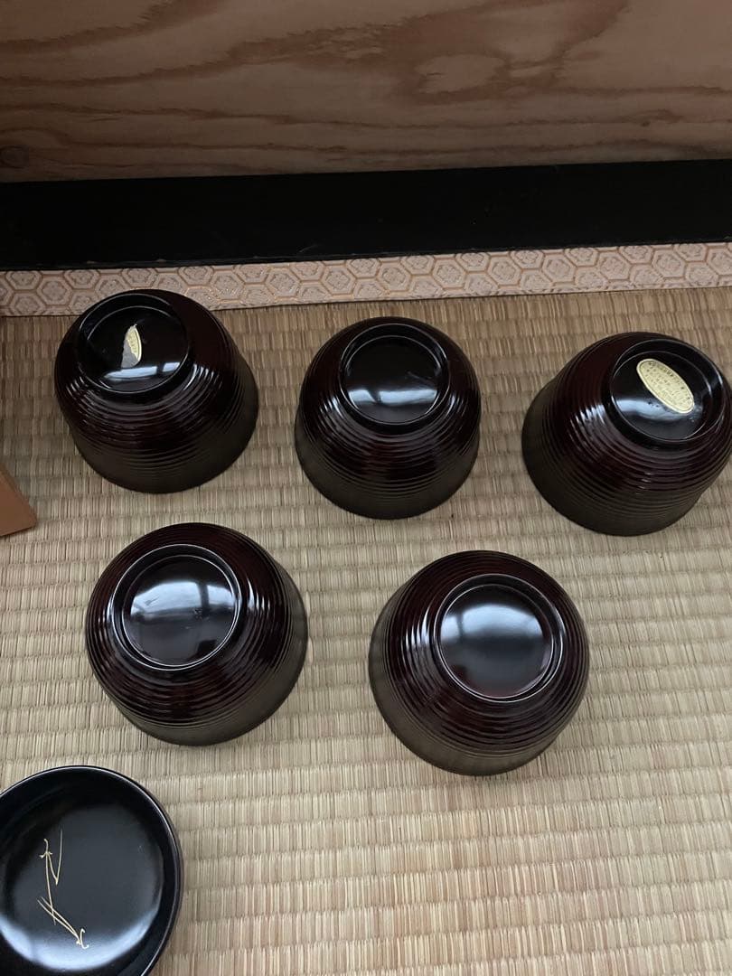 ①新品未使用　輪島塗　小吸物椀　林漆器店　5点セット
