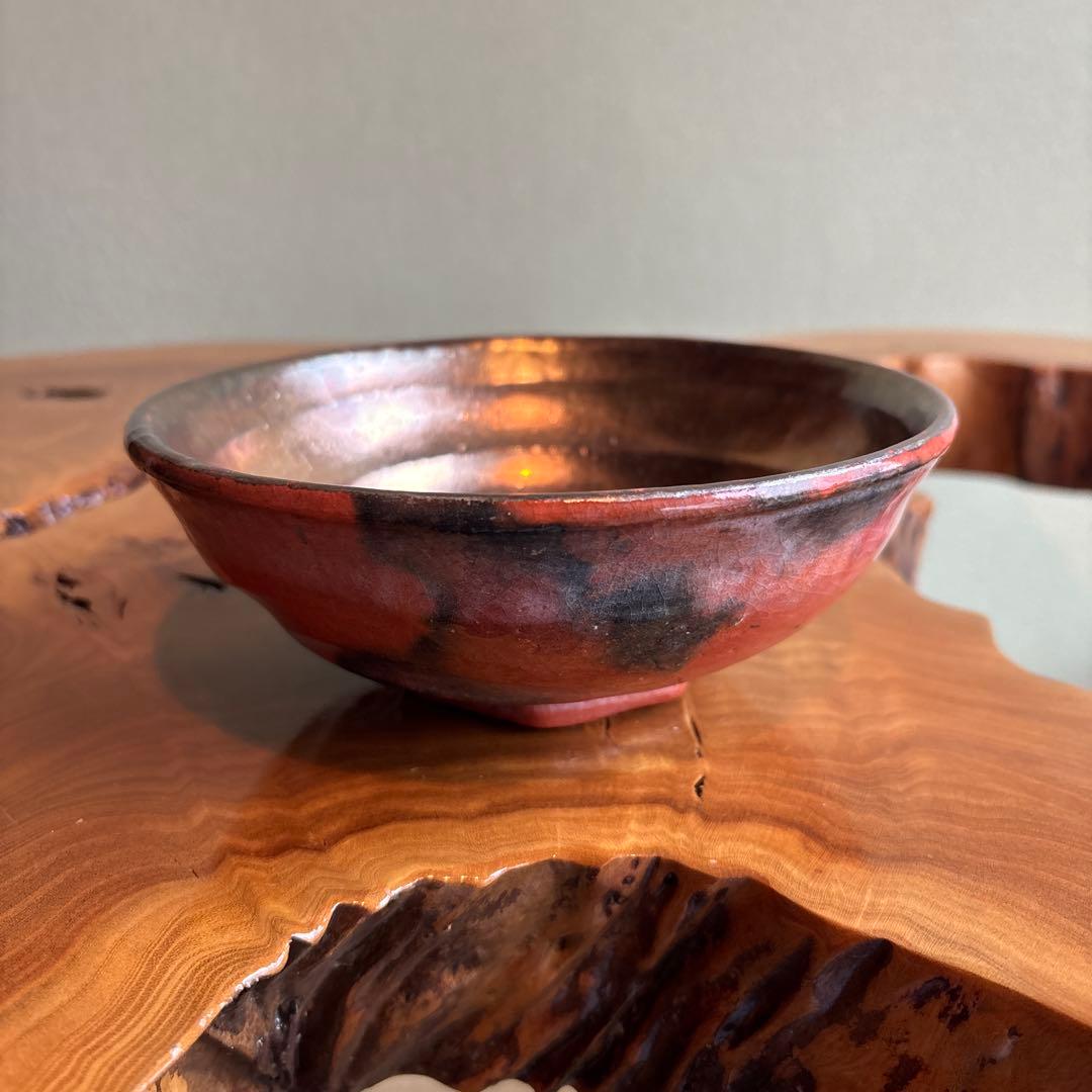 嶋台茶碗 松楽作 金銀組 楽焼 抹茶碗 茶道具 共箱（83Hb）