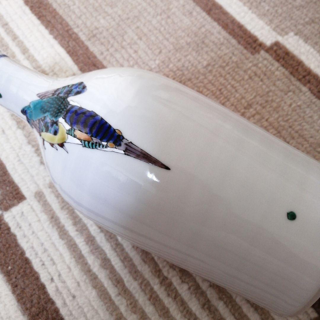 武腰潤　川蝉小口瓶　九谷焼　共箱　高さ24.5㎝