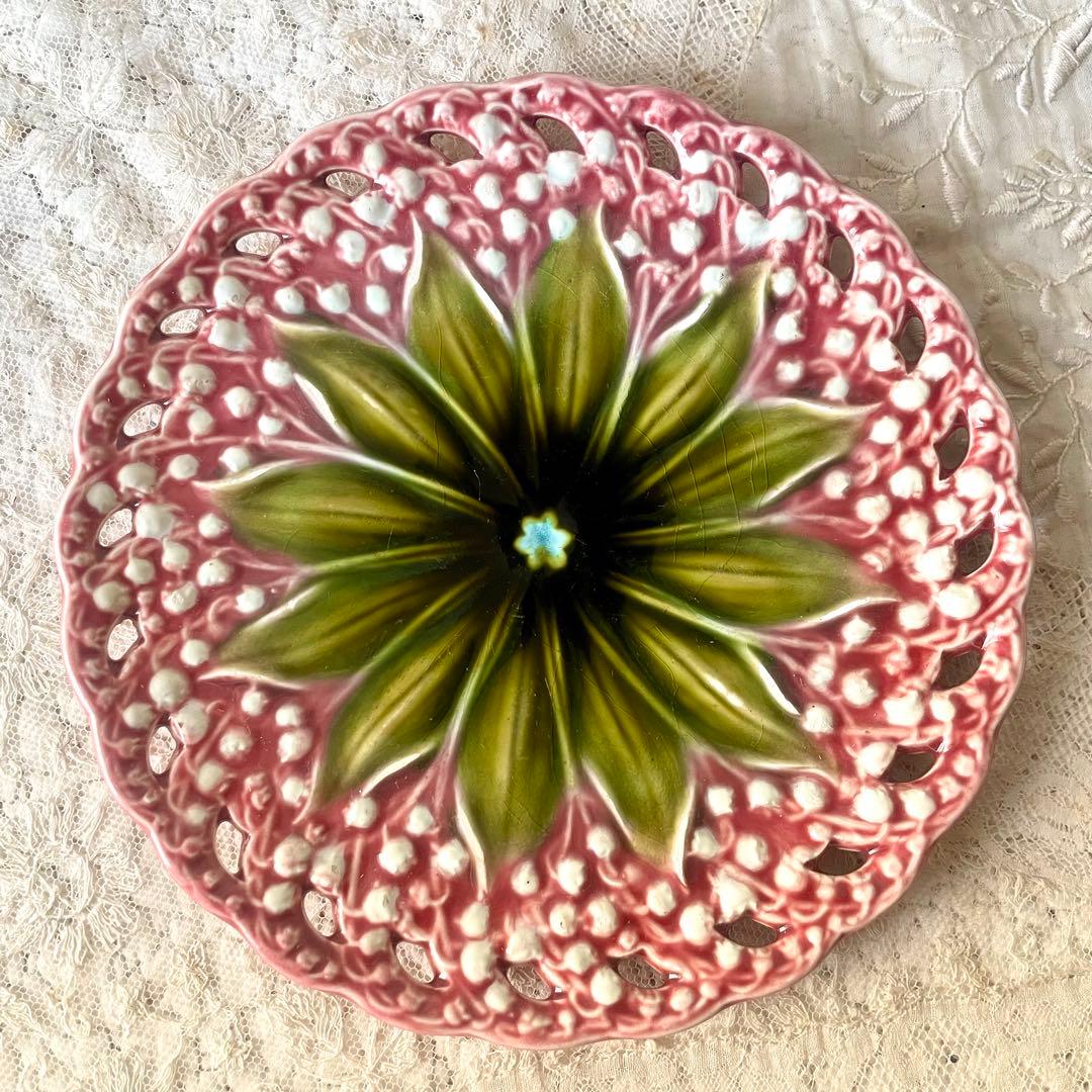 すずらんプレートピンク　ヴィレロイ＆ボッホ　バルボティーヌ検フランスアンティーク