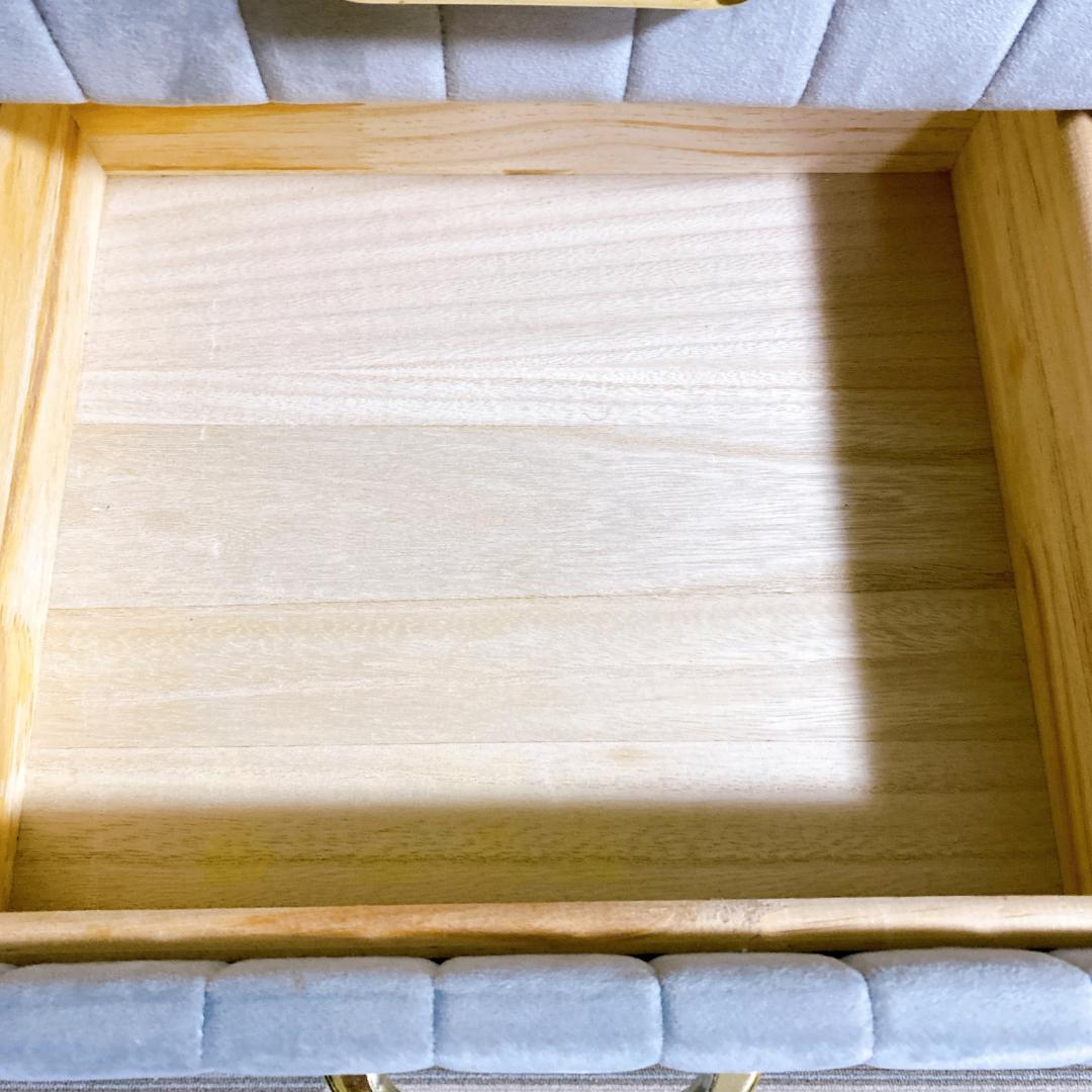 大理石風ドレッサー 欧風 ベロア コンパクト ドレッサー スツール付 グレー