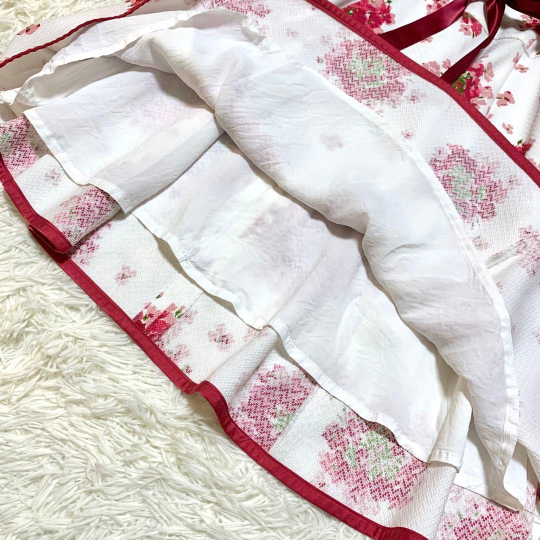 美品✨希少サイズ エムズグレイシー ブーケプリント フレア ワンピース ケープ付