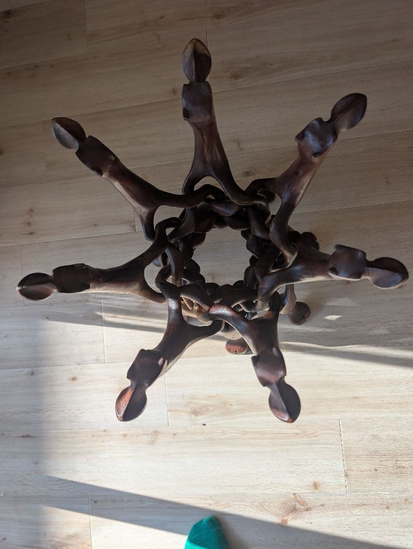 即発送★アンティーク木彫 一本彫り 駱駝型 折り畳み式 花台ラクダ置物 古道具