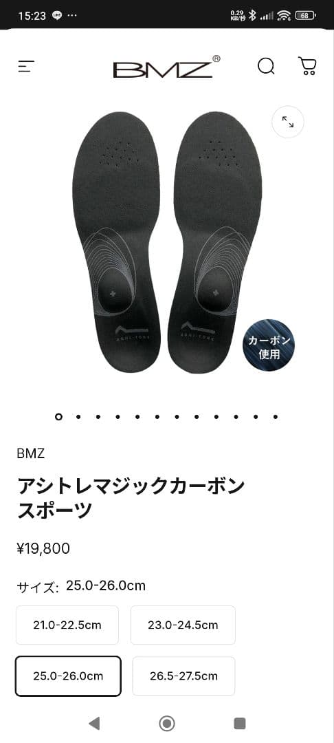 BMZ アシトレマジックカーボンスポーツ 25.0-26.0cm