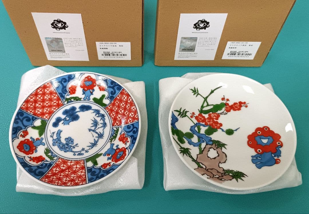 万博　中川政七商店　ミャクミャク　有田焼　豆皿　色絵間取　色絵花鳥　2種セット