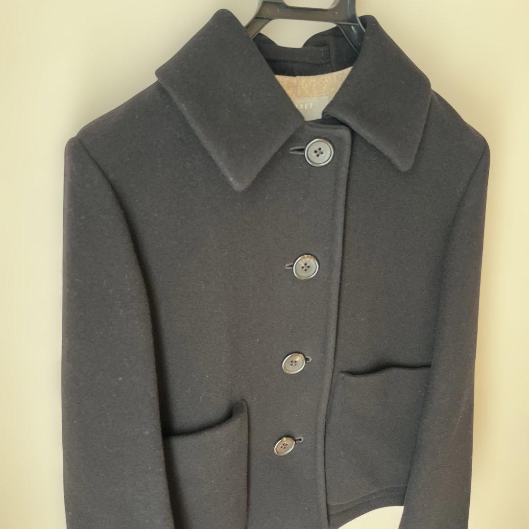 MARGARET HOWELL ブラック ウールピーコート