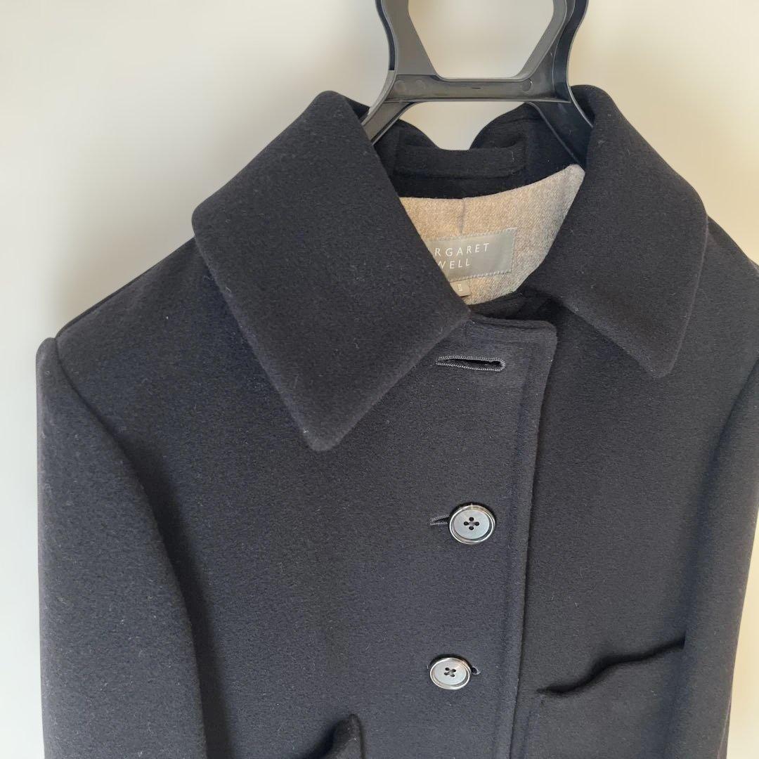 MARGARET HOWELL ブラック ウールピーコート