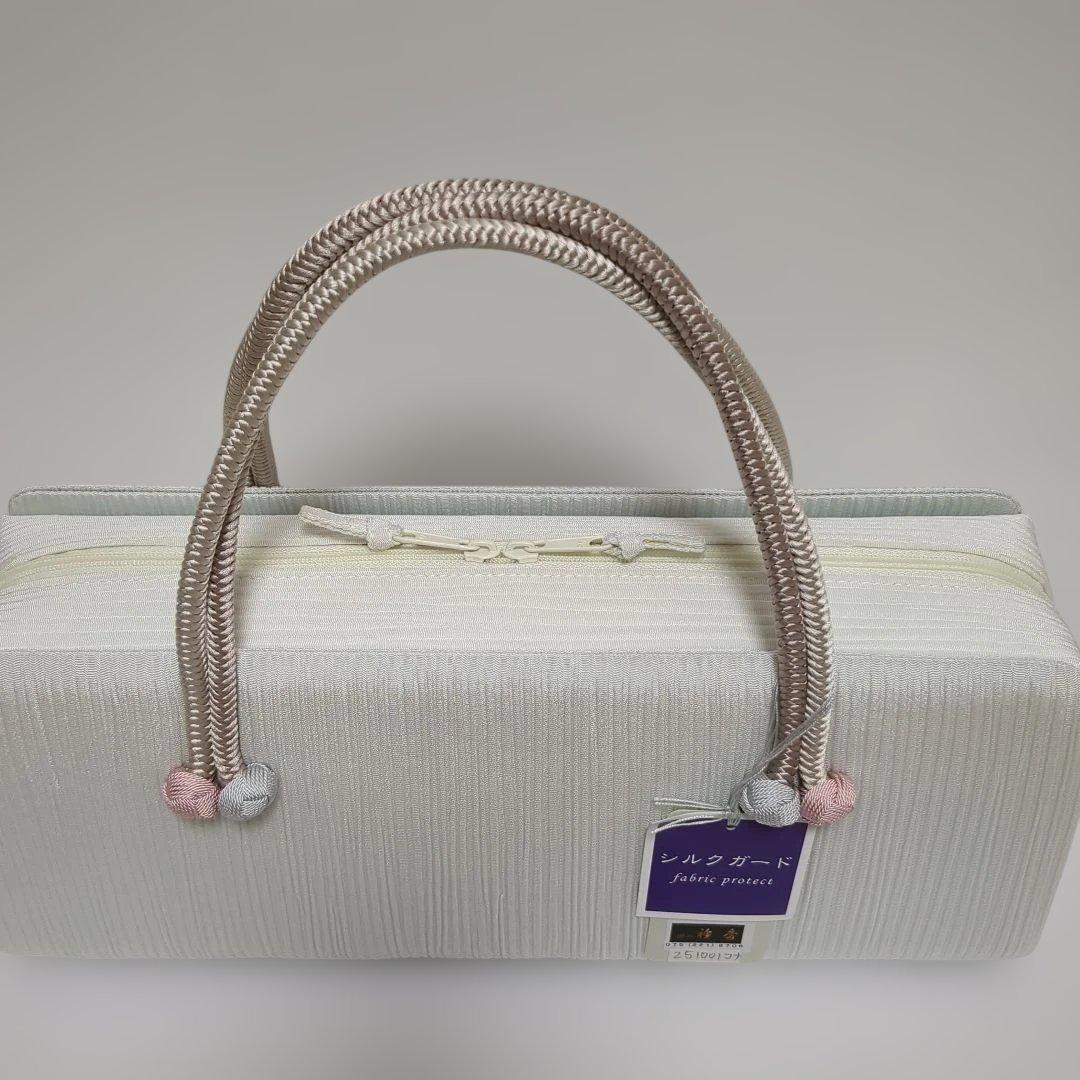 和装バッグ　横長　利休　バッグ　小田巻　　正絹　日本製