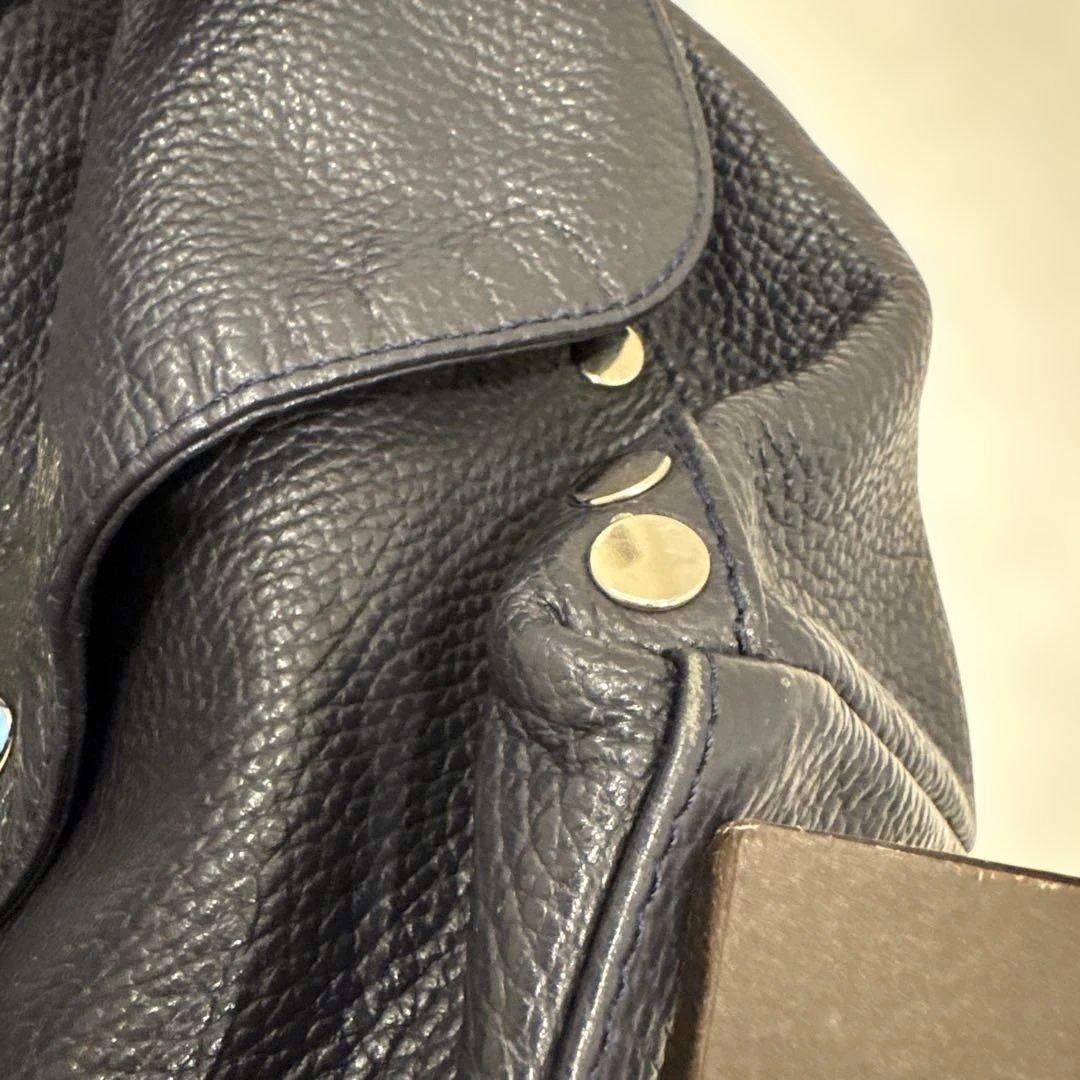 ザネラート　ポスティーナ　M ネイビー　スタッズ　レザー　紺　定番